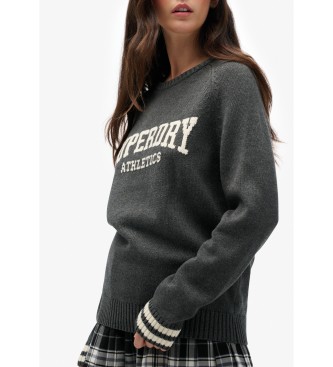 Superdry Intarsjowany sweter z grafiką, szary
