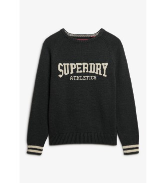 Superdry Intarsjowany sweter z grafiką, szary