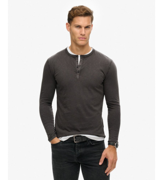 Superdry Majica Slub Grandad črna