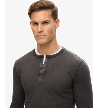 Superdry Majica Slub Grandad črna