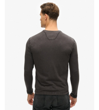 Superdry Majica Slub Grandad črna