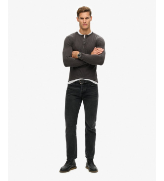 Superdry Majica Slub Grandad črna