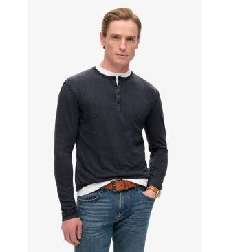 Superdry Long sleeve baker's collar t-shirt navy