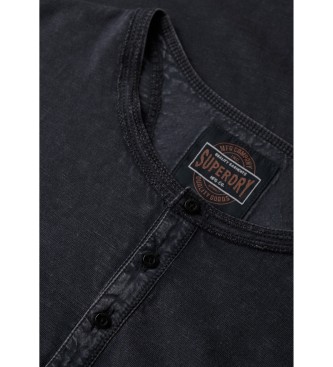 Superdry T-shirt met lange mouw en bakkerskraag marine