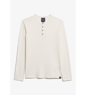 Superdry Off-white long sleeve baker collar t-shirt