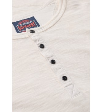 Superdry Off-white langrmet t-shirt med bagerkrave