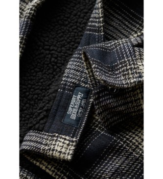 Superdry Checked wool overshirt with navy fleece lining  