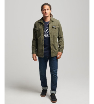 Superdry Miller green sheepskin lined overshirt