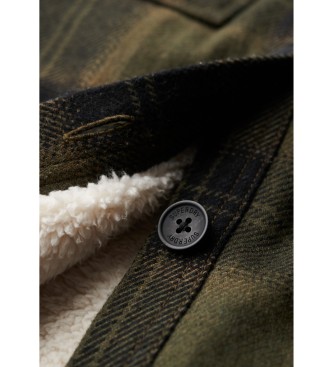 Superdry Rutig overshirt med fårskinnsfoder grön