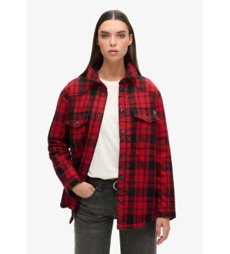 Superdry Checked flannel and red sheepskin overshirt