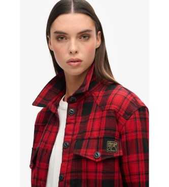 Superdry Camisola de flanela axadrezada e de pele de carneiro vermelha