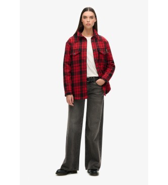 Superdry Checked flannel and red sheepskin overshirt