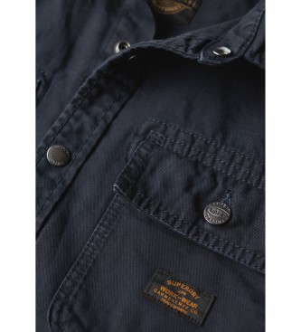 Superdry Organic Cotton Canvas Overshirt Workwear Navy