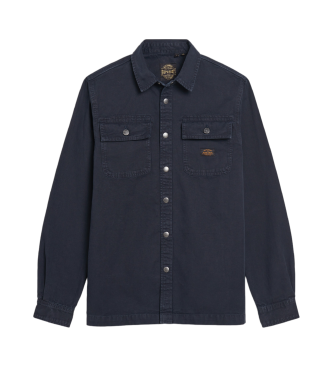 Superdry Organic Cotton Canvas Overshirt Workwear Navy