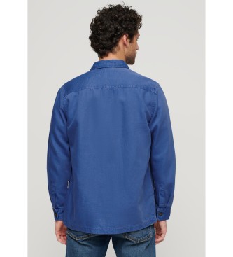 Superdry Overshirt i linneblandning Merchant blue