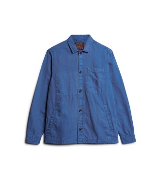 Superdry Linen blend overshirt Merchant blue