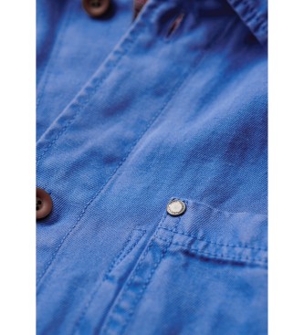 Superdry Linen blend overshirt Merchant blue