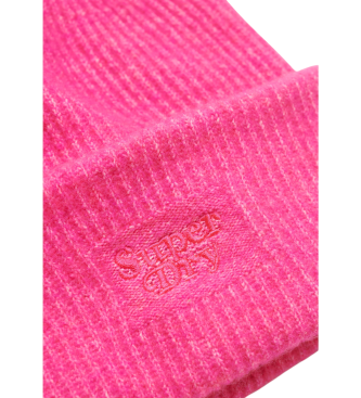 Superdry Gorro de punto acanalado suave rosa