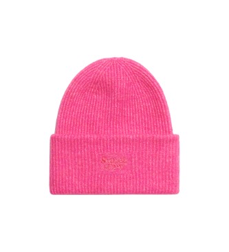 Superdry Gorro de punto acanalado suave rosa