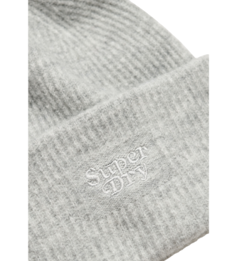 Superdry Grey soft ribbed knitted beanie