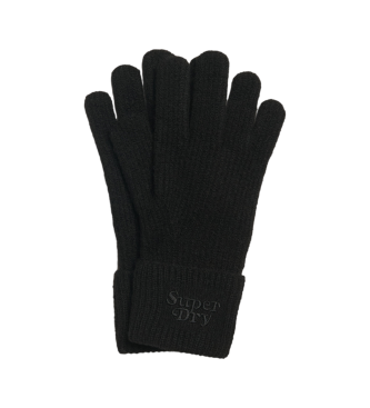 Superdry Guantes de punto de canal suave negro