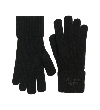 Superdry Soft ribbed knitted gloves black