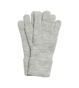 Superdry Guantes de punto de canal suave gris