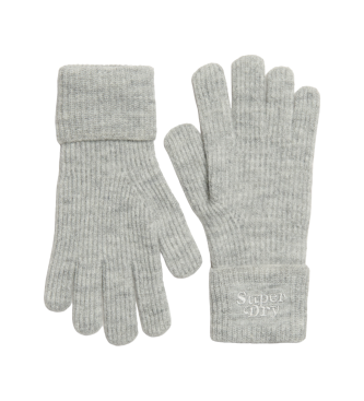 Superdry Guantes de punto de canal suave gris