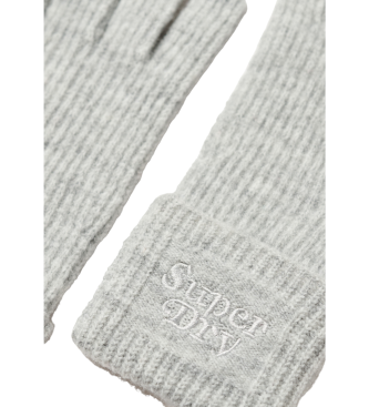 Superdry Guantes de punto de canal suave gris