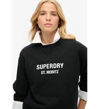 Superdry Sudadera suelta de cuello redondo Sport Luxe negro