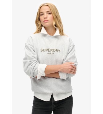 Superdry Sweatshirt ample  col ras du cou Sport Luxe gris  