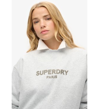 Superdry Sudadera suelta de cuello redondo Sport Luxe gris  