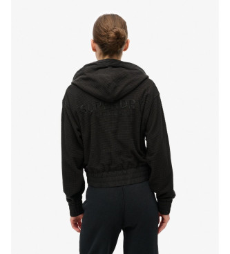 Superdry Športna bluza s kapuco Sport Tech mesh fleece hoodie črna