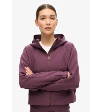 Superdry Sport Tech hoodie med dragkedja i lila och avslappnad passform