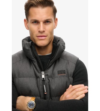 Superdry Colete de tweed acolchoado Cinzento desportivo