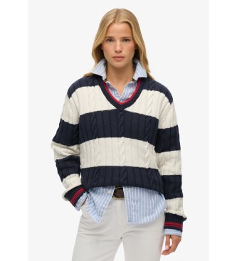 Superdry Maglione oversize a righe bianche