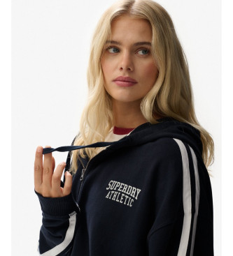 Superdry Athletic Essentials Sweatshirt mit entspanntem Reiverschluss, marineblau