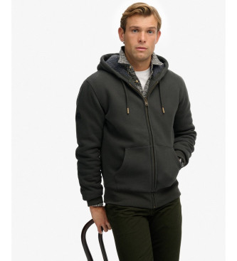 Superdry Sweat Borg doubl gris fonc