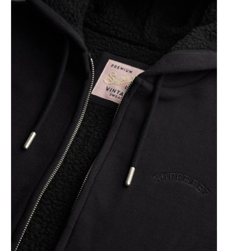 Superdry Borg Geftterte Ziphood schwarz