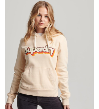 Superdry Klassisk beige 70-tals logo huvtrja med logo