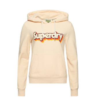 Superdry Klassisk beige 70-tals logo huvtrja med logo