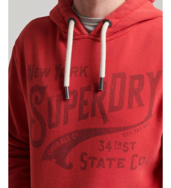 Superdry 34th Street Script hoodie red