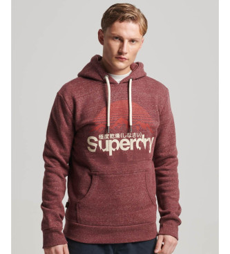 Superdry Bordo majica s kapuco Great Outdoors s potiskom logotipa