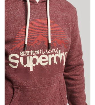 Superdry Felpa con cappuccio con stampa logo Great Outdoors bordeaux