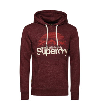 Superdry Felpa con cappuccio con stampa logo Great Outdoors bordeaux