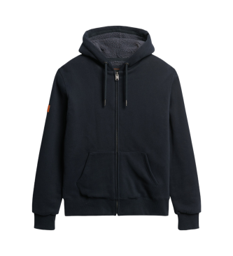 Superdry Hoodie with zipped hood and navy fleece lining