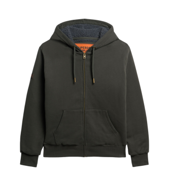 Superdry Hoodie med huva med dragkedja och foder i svart fleece