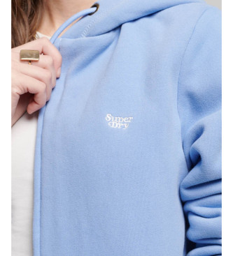 Superdry Hoodie met rits en fleece voering Essential blauw