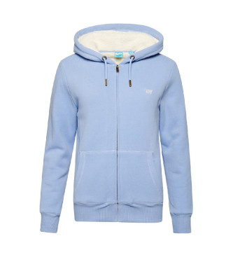 Superdry Hoodie met rits en fleece voering Essential blauw