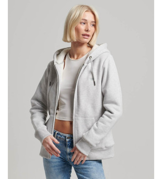 Superdry Mikina s kapuco z zadrgo in podlogo iz flisa Essential grey